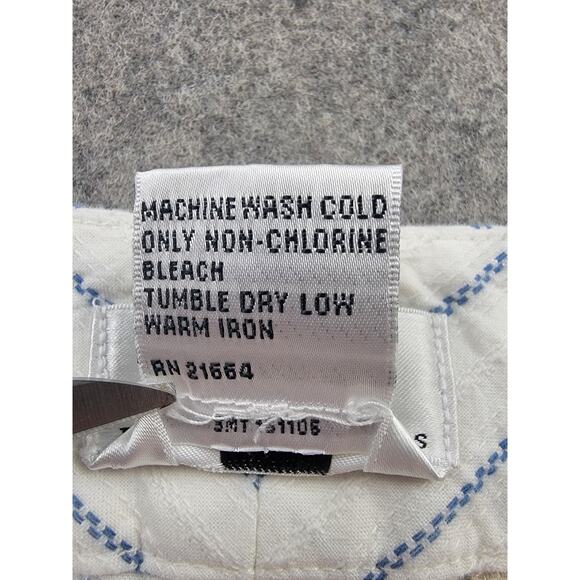 Talbots Pants Womens 8P White Blue Striped Cropped Straight Leg - Picture 8 of 16